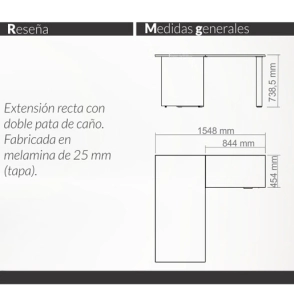 Extension Rec. Piro Milenium Art. 5306 2 Patas Grafito/Ceniza