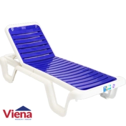 Reposera Plastica VOSS 2000 Hawaii Blanca y Azul