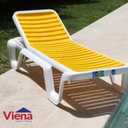 Reposera Plastica VOSS 2000 Hawaii Blanca y Amarilla