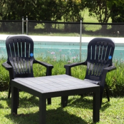 Mesa Plastica Baru Voss Estilo Rattan Mokka Cuadrada x 90