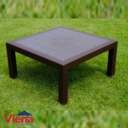 Mesa Plastica Baru Voss Estilo Rattan Mokka Cuadrada x 90