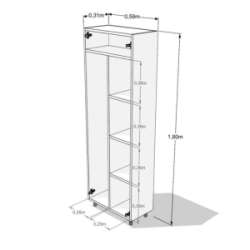 Escobero EMC 3 Estantes Ptas Blancas/Wengue Esco182