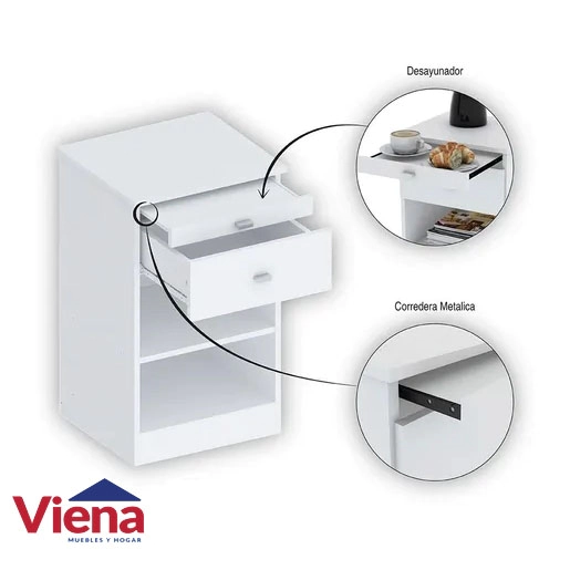 Mesa de Luz EMC Con Desayunador Blanco. LUZJUVBORI 