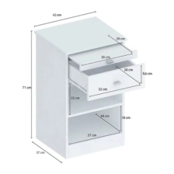 Mesa de Luz EMC Con Desayunador Blanco. LUZJUVBORI