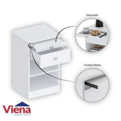 Mesa de Luz EMC Con Desayunador Blanco. LUZJUVBORI