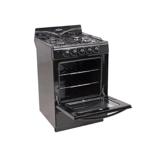 Cocina Florencia 5517F 56cm Negra Multigas Puerta Doble Vidrio Cajon Parilla