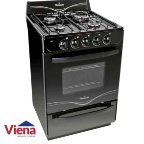 Cocina Florencia 5517F 56cm Negra Multigas Puerta Doble Vidrio Cajon Parilla