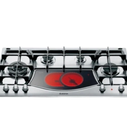 Anafe Ariston F068806 Mixto 4 Hornallas Gas 1 Vitro Inoxidable