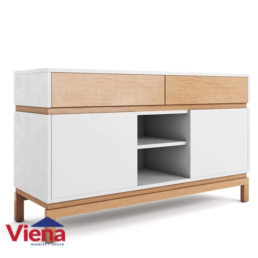 Bahiut Pergamino Eukal 135 x 45 cm Roble / Blanco 