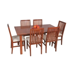Juego Comedor San Carlos Logan Mesa 160 + 6 Sillas Brenda Cedro