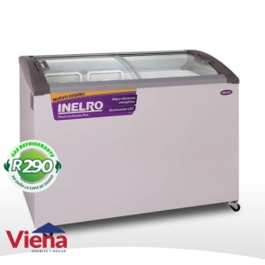 Freezer Exhibidor Inelro FIH-350 PI PLUS Tapa De Vidrio Curvo Plano inclinado