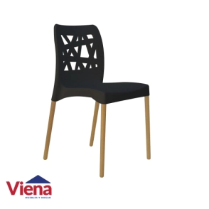 Silla Plastica Franca Sit Negra Pata Madera  A323