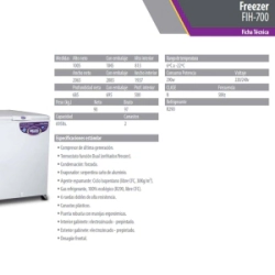 Freezer Inelro FIH-700 R290 3 canastos 695lts horizontal tapa ciega gas r-290