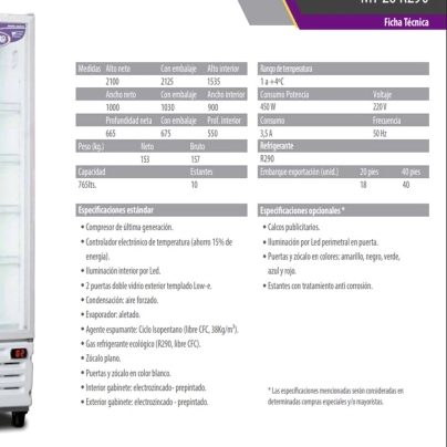 Exhibidora Inelro Vertical MT-26 2 Puertas Sin Cenefa 756 Lts