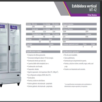 Exhibidora Inelro Vertical MT-42 3 Puertas S/Cenefa 1168LT