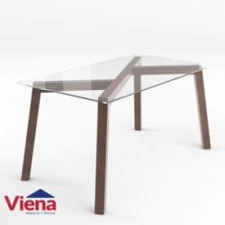 Mesa Pergamino Equis 150 Casta�o Tapa Vidrio 10MM