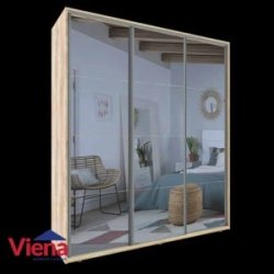 Ropero Delos DLEF363RNN  3 Puertas Corredizas Con Espejo 183 x 210 Roble