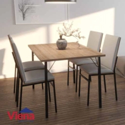 Combo Delos 4 Sillas DNE02GR+MESA DNE128RDMT 128X80 Color Roble Davos Marr�n Trufa