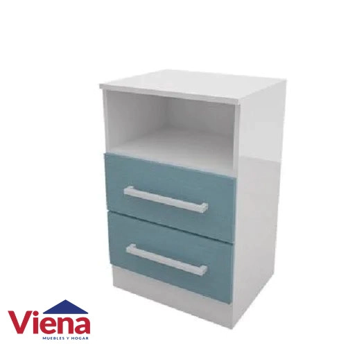 Mesa De Luz Delos 2 Cajones Con Estante Azul DJ120AZ