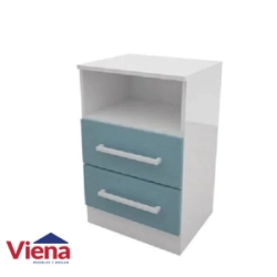 Mesa De Luz Delos 2 Cajones Con Estante Azul DJ120AZ