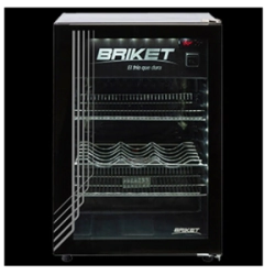Exhibidora Briket Vert.Master 1200 Full Glass Interior Negro Led Azul