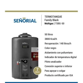 Termotanque Se&ntilde;orial TSBG-50 Black 50L Gas