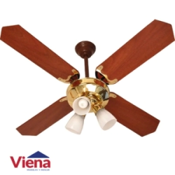 Ventilador De Techo Severbon 030037 Dorado Madera Cedro Con Luz