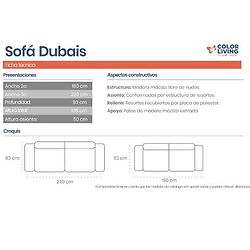 Sofa Dubais Color Living 3 Cuerpos G4 Resortes