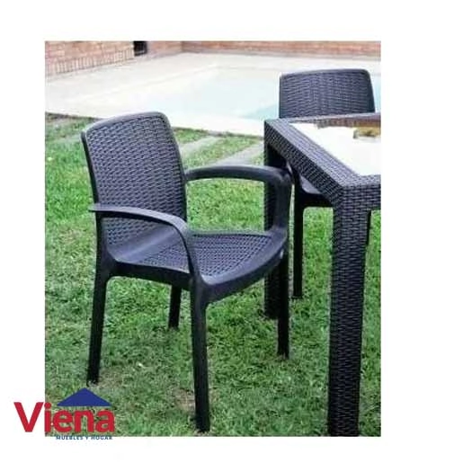 Silla Plastica Guinea Voss Estilo Rattan Grafito