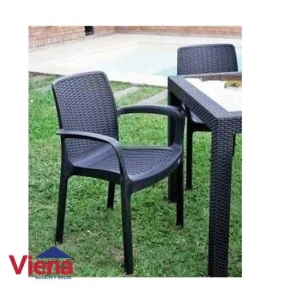 Silla Plastica Guinea Voss Estilo Rattan Grafito