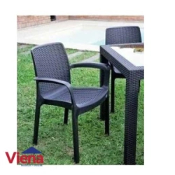 Silla Plastica Guinea Voss Estilo Rattan Grafito