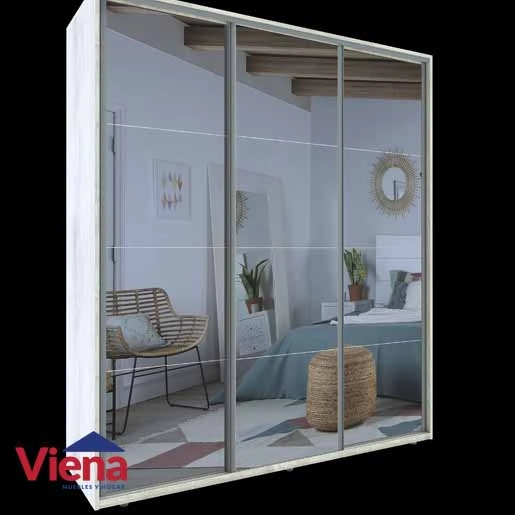 Ropero DELOS DLEF363PC 3 Puertas Corredizas Con Espejo 183 x 210 Pino 