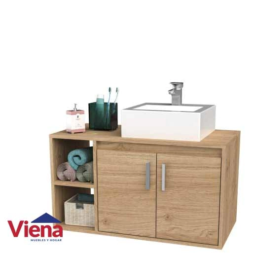 Vanitory Delos DZE03RKN 2 Puertas 80 x 45 Con Bacha Roble-Natural 