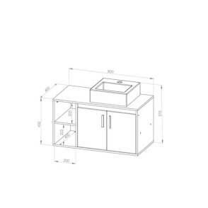 Vanitory Delos DZE03RKN 2 Puertas 80 x 45 Con Bacha Roble-Natural