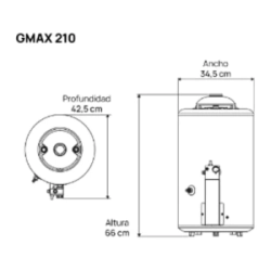 Termotanque Coppens GMAX 210 23L A.Rec Reversible Multigas
