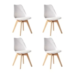 juego Tulip Mesa 130x0.85 Blanca + 4 Sillas Tulip Blancas