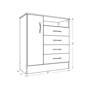 C&oacute;moda Ricchezze Ecopack 1 Puerta 4 Cajones Blanca