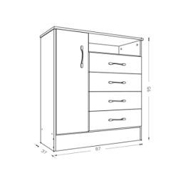 C�moda Ricchezze Ecopack 1 Puerta 4 Cajones Blanca