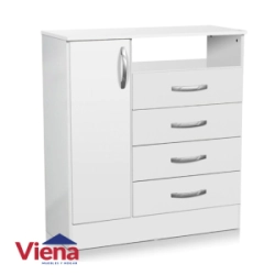 C�moda Ricchezze Ecopack 1 Puerta 4 Cajones Blanca