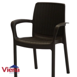 Silla Plastica Guinea Voss Estilo Rattan Mokka