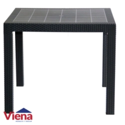 Mesa Plastica Fidji VOSS Estilo Rattan Mokka Cuadrada 90 Cm
