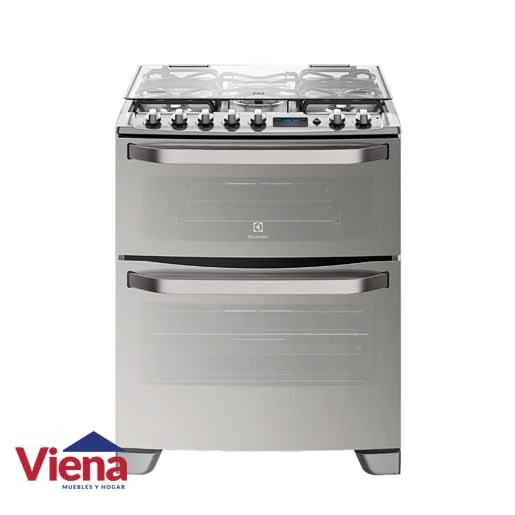 Cocina Electrolux 76DXR Acero Espejada 5 Hornallas Doble Horno 
