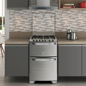 Cocina Electrolux 76DXR Acero Espejada 5 Hornallas Doble Horno