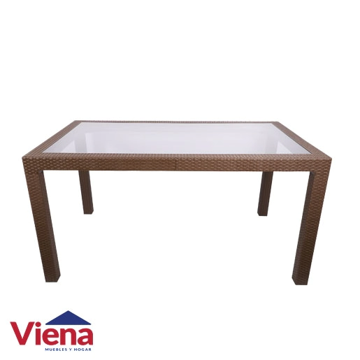 Mesa Plastica Rectangular 1.50 x 90 Indonesia VOSS2000 Mokka Tapa Vidrio 