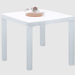 Mesa Plastica Fidji VOSS Estilo Rattan Blanco Cuadrada 90 Cm