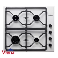 Anafe Florencia 4 Hornallas Flor6746B  Blanco Rejillas Fundicion
