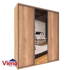 Ropero / Placard  DELOS 3 Puertas Corredizas Con Espejos 1.83x2.10 Roble Nebraska Natural