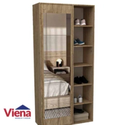 Zapatero Delos  DLD05RNN Una Puerta Alta 85 x 182 Con Espejo Roble N