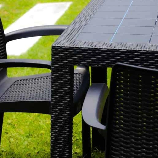 Mesa Plastica FIDJI VOSS Estilo Rattan Grafito 90 x 90
