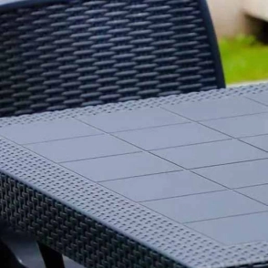 Mesa Plastica FIDJI VOSS Estilo Rattan Grafito 90 x 90